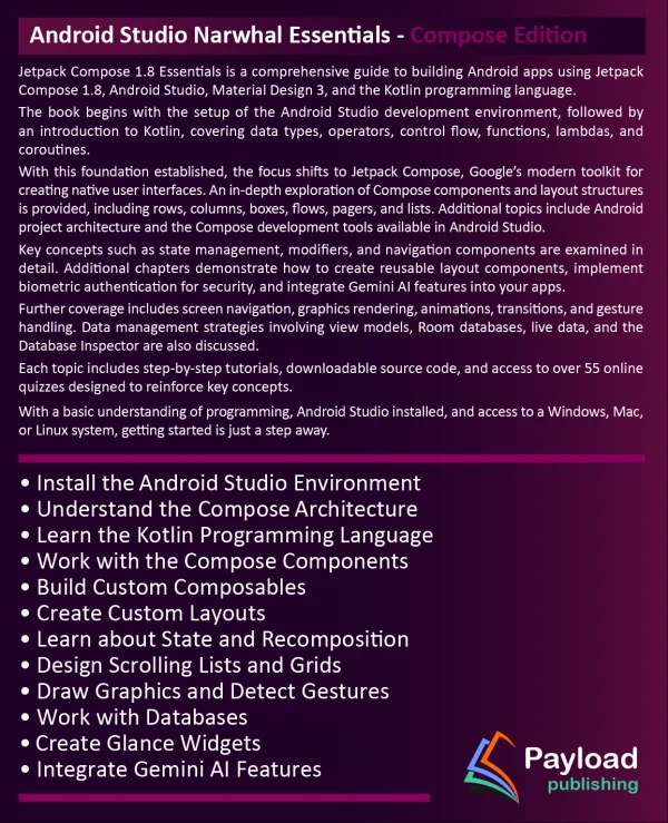 Android Studio Narwhal Essentials - Compose Edition Essentials paperback - Image 2